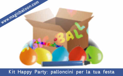 Kit Happy Party: palloncini colorati, pompetta ad aria per gonfiarli tutto per la tua festa