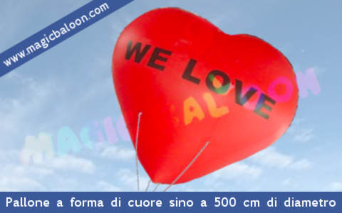 Servizi di personalizzazione con vostro logo o immagine di palloni a forma di cuore servizi in tutta Italia