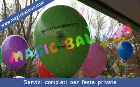 Servizi di allestimento ed addobbo con palloncini in lattice per feste private e feste aziendali gonfiaggio ad aria e servizio con gas elio Italia 